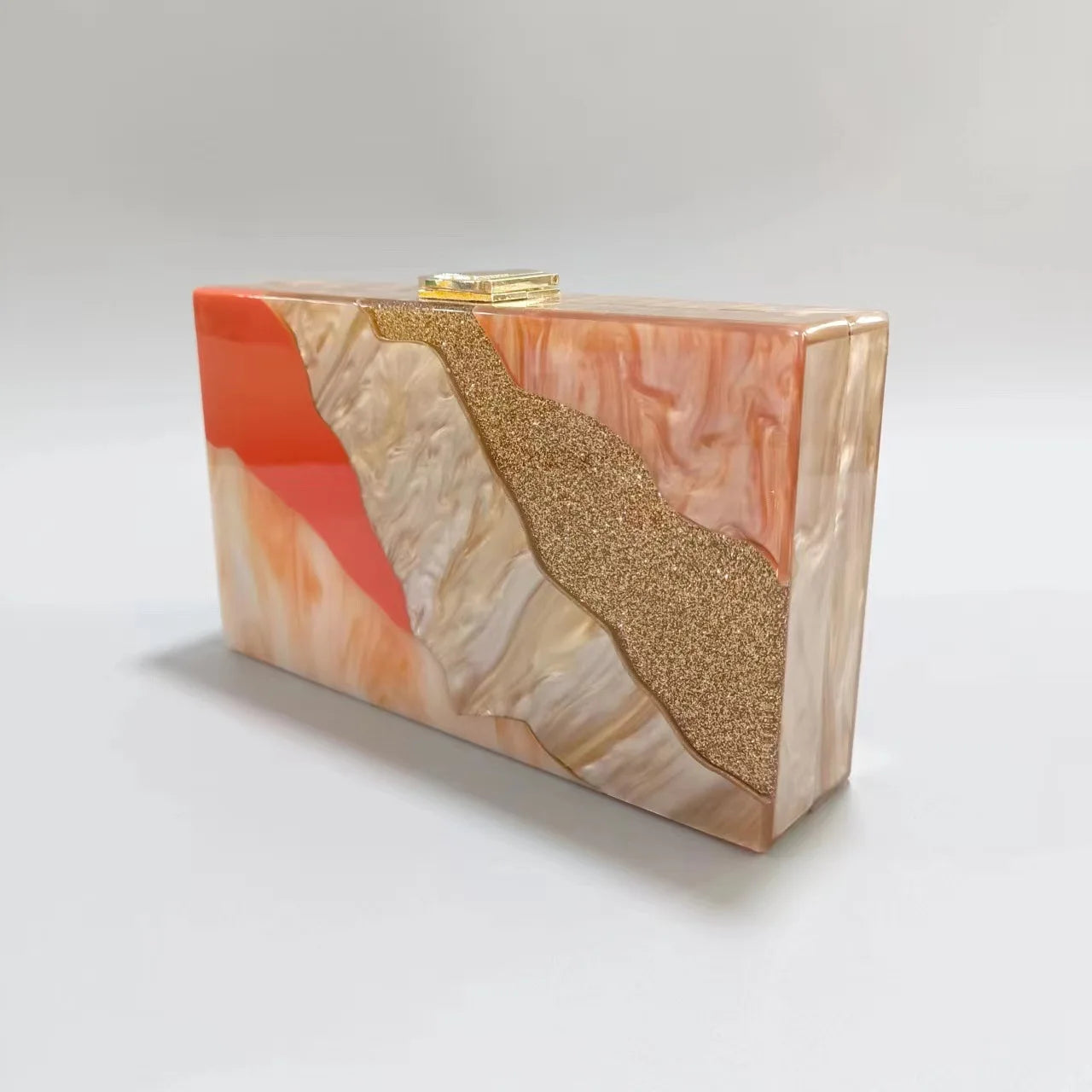 Orange Marble Glittering Lady Brand Evening Bags