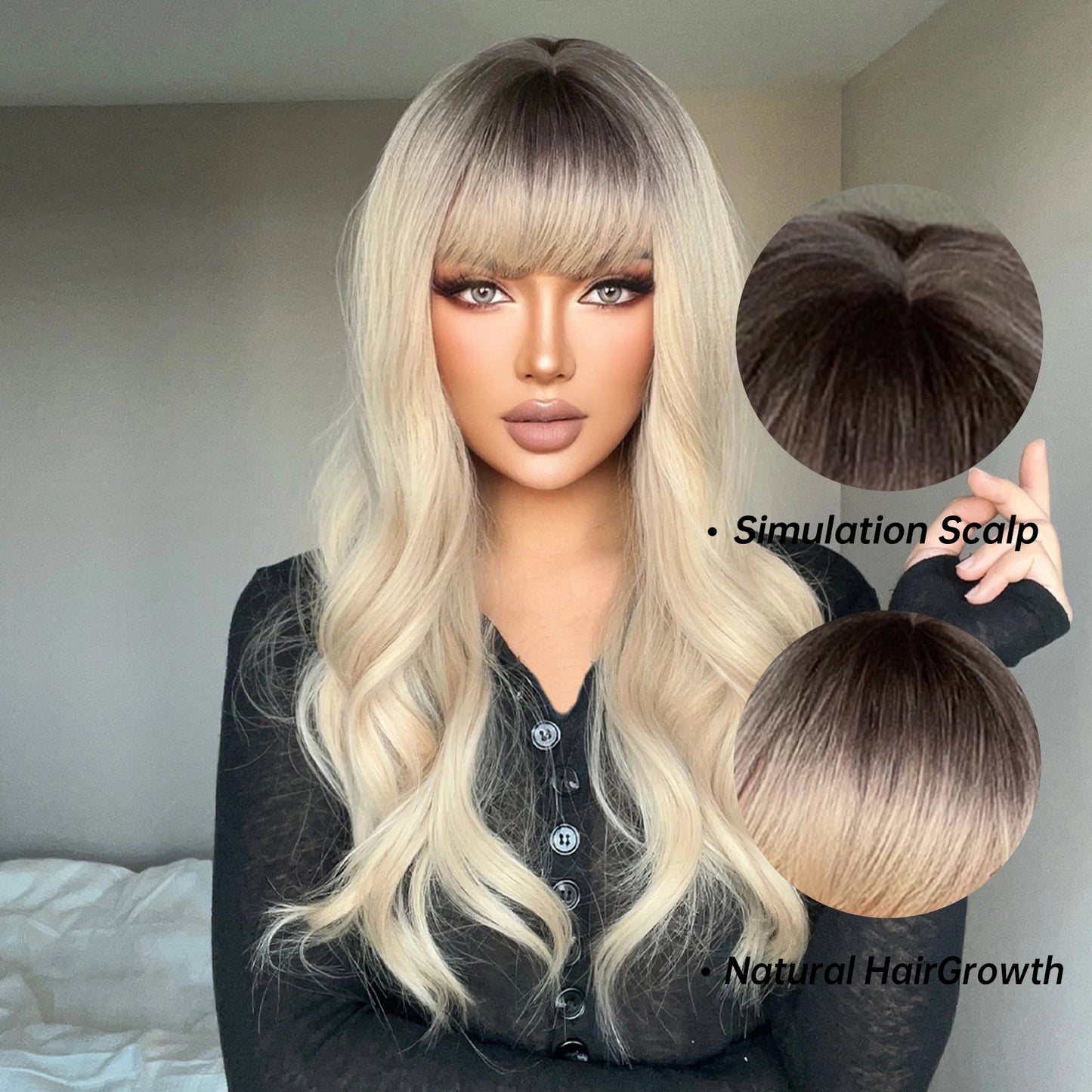 Synthetic Long Wavy Brown Blonde Ombre Wig