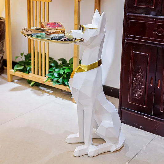 Giant Doberman Side Table Large Dog Tray Statues
