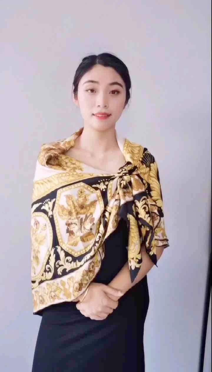 Black Gold Sand Washed   Soft Twill Silk  Scarf