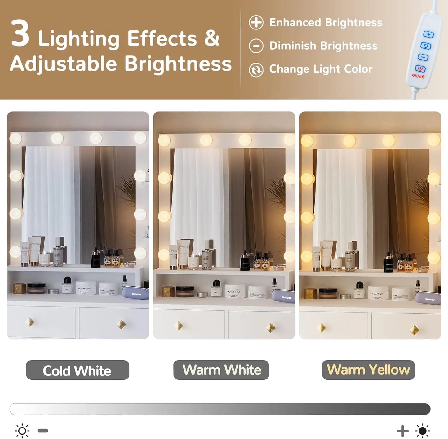 Tiptiper Makeup Vanity with Charging Station