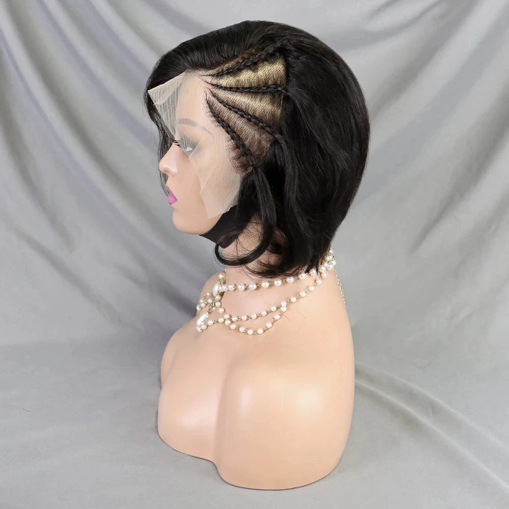 Pixie Cut with Braided Straight Hair Wig