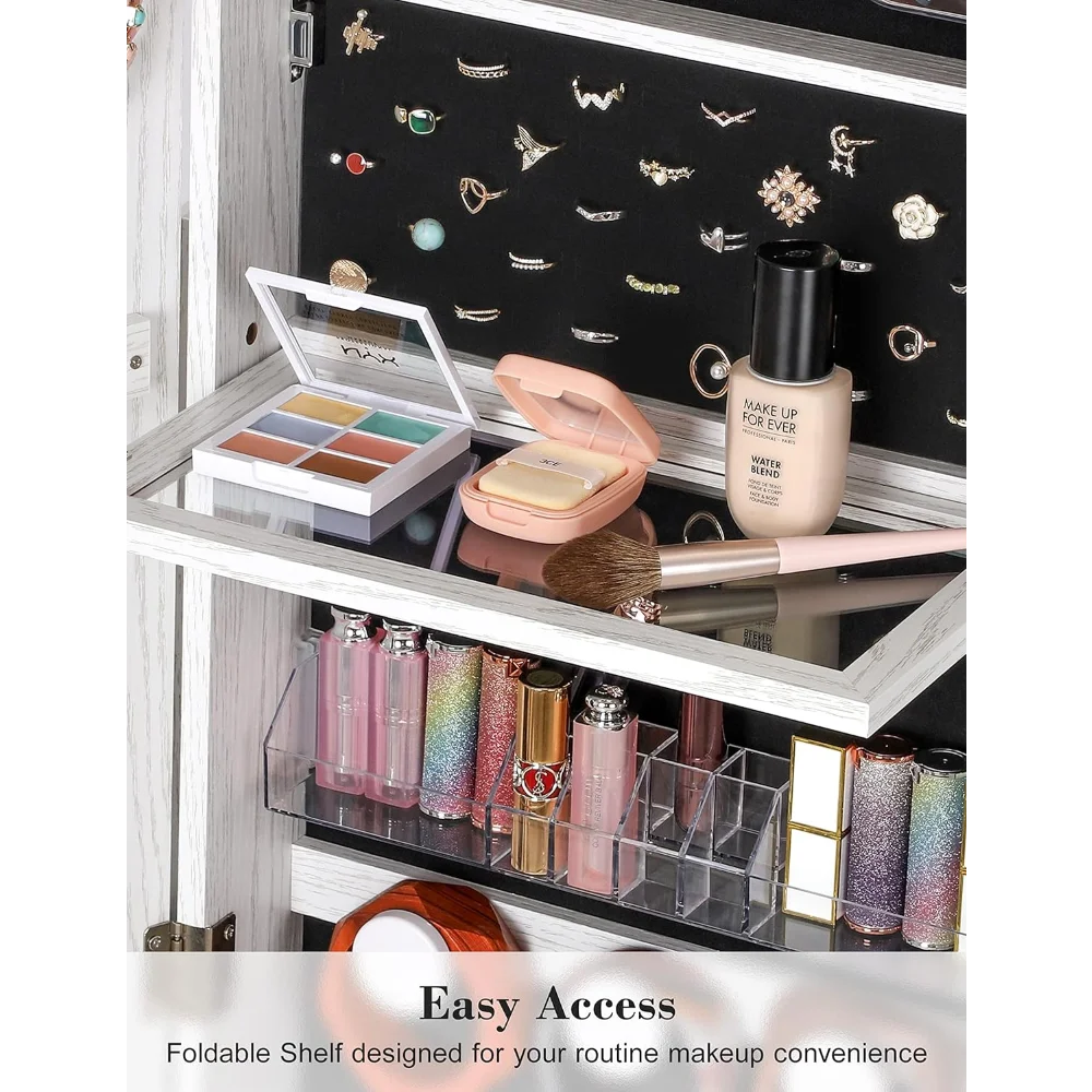 Nicetree 360° Swivel Jewelry Cabinet with Lights