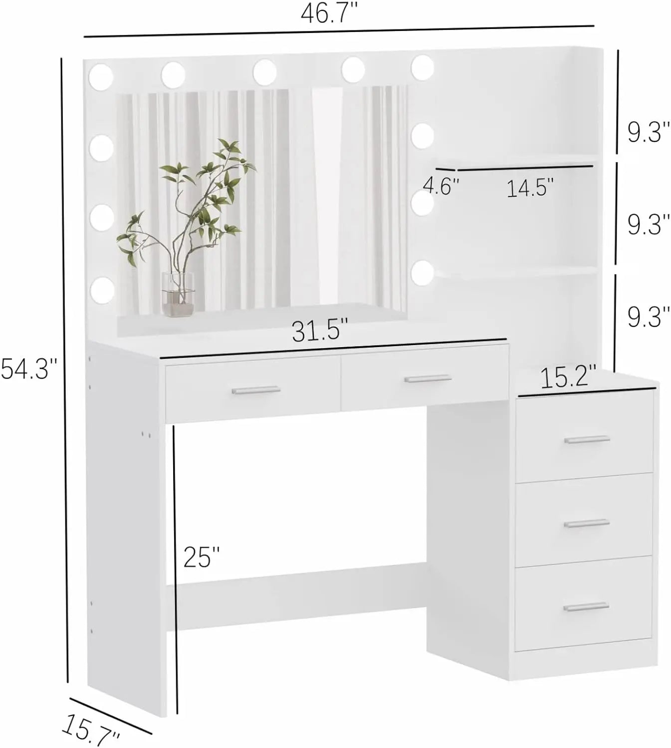 Makeup Vanity Table with Lighted Mirror