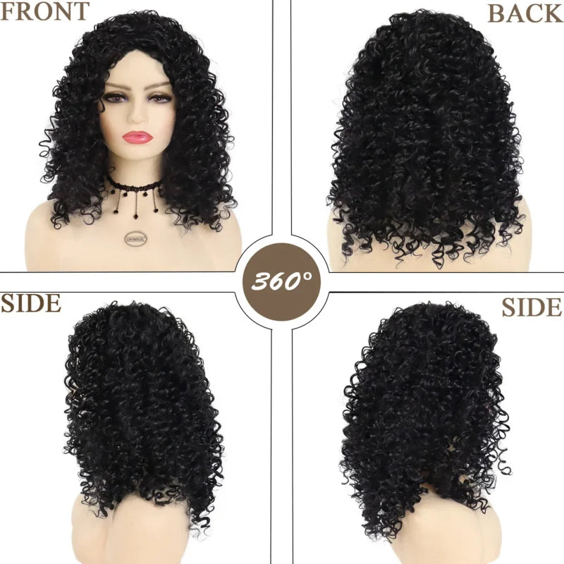 Synthetic Black Long Deep Curly Hair Wig